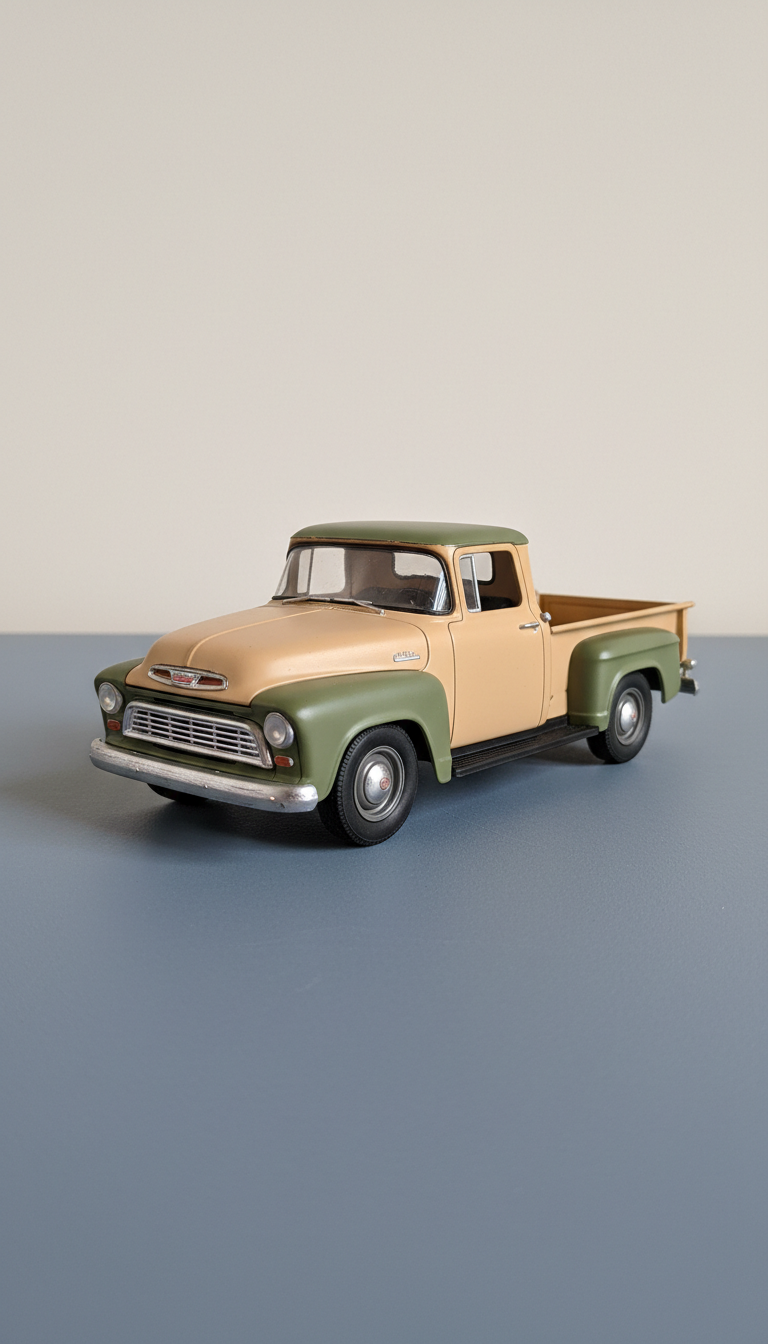 1:24 scale vintage pickup truck with wood grain bed